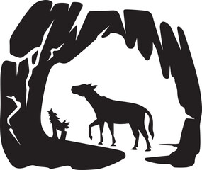 Stone Carved Chronicles Primitive Logo Design Tribal Tales Neolithic Narrative Vector Icon