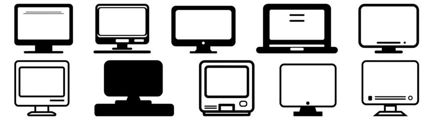 Pc computer silhouette set vector design big pack of illustration and icon
