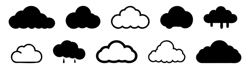 Cloud silhouette set vector design big pack of illustration and icon