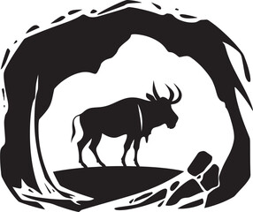Prehistoric Impressions Vector Graphic of Cave Paintings Dawn of Creativity Cave Art Vector Logo Emblem