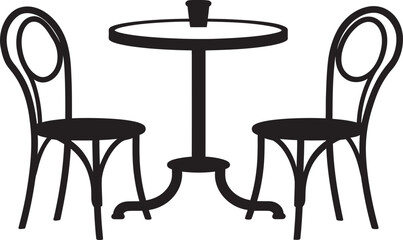 Java Journeys Vector Logo of Coffee Table and Chair Arrangement Bean Boutique Trendy Coffee Set Emblem Design
