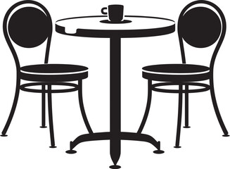 Espresso Elegance Modern Iconic Graphic Design for Coffee Set Latte Living Stylish Vector Emblem of Coffee Table and Chair