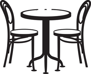 Bean Bistro Trendy Coffee Set Emblem Design Frappé Furnishings Coffee Table and Chair Vector Logo
