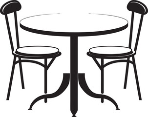 Café Creation Stylish Iconic Graphic for Coffee Set Brew Hub Modern Vector Emblem of Coffee Table and Chair