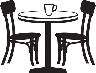 Cappuccino Cozy Vector Icon Graphic of Coffee Table and Chair Java Jive Trendy Coffee Set Emblem Design