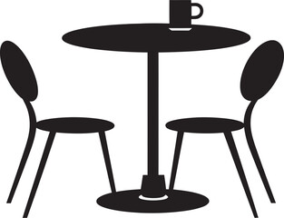 Espresso Elegance Coffee Table and Chair Vector Emblem Latte Luxe Contemporary Coffee Set Logo Design