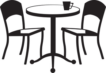 Latte Luxe Contemporary Coffee Set Logo Design Mocha Meeting Vector Icon Graphic of Coffee Table and Chair
