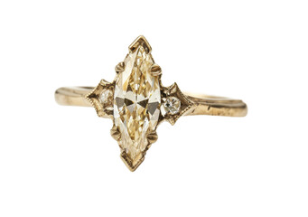 Marquise-Cut Diamond Ring On Transparent Background.