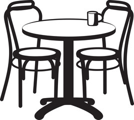Frappé Finesse Vector Icon of Coffee Table and Chair Set Roast Retreat Elegant Coffee Set Logo Design with Vector Graphics