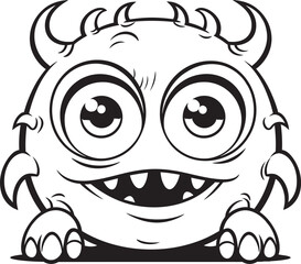 Monstrous Marvels Coloring Pages of Creepy and Cute Monsters Ghastly Giggles Vector Logo Design of Adorable Monster Icons