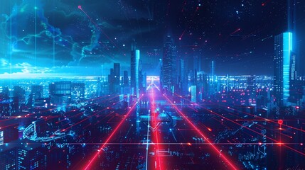 Neon Cityscape A Glowing Metropolis at Night Generative AI