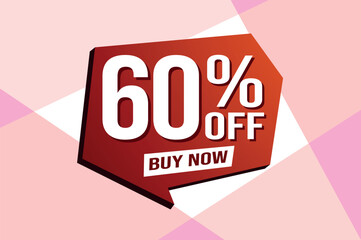 60% sixty percent off buy now poster banner graphic design icon logo sign symbol social media website coupon


