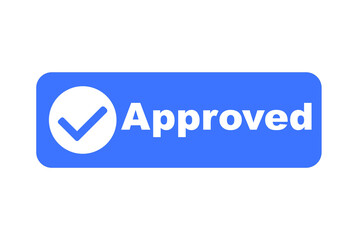 Blue approved icon button with check mark