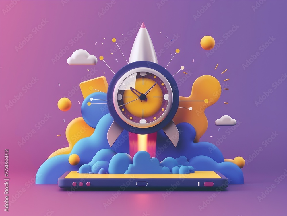 Poster countdown rocket on digital device for exciting flash sale promotion with dynamic pricing and copy s