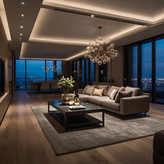 Fototapeta premium modern living room with sofa .Created using generative Ai 