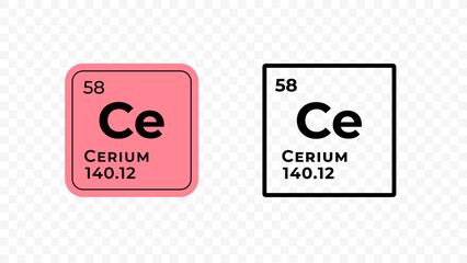 Cerium, chemical element of the periodic table vector design - obrazy, fototapety, plakaty