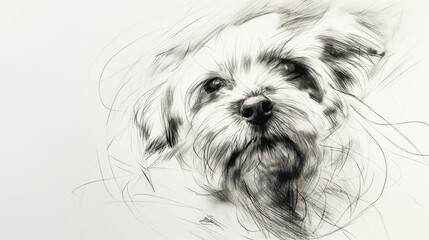 Węglowy rysunek uroczego psa - obrazy, fototapety, plakaty