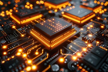 Fototapeta premium Futuristic integrated circuit design technological style professional photography