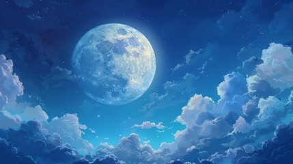Naklejka na ściany i meble Moonlit Night A Celestial Celebration of the Full Moon Generative AI