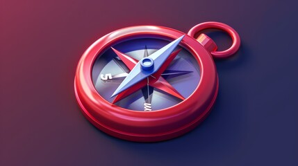 Isometric compass on blue background.