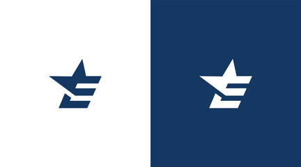 E Letter and Star icon Logo Design, Star+E icon Brand identity Design Monogram Logo - obrazy, fototapety, plakaty