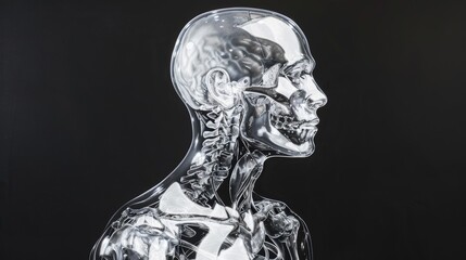 Artificial human skeleton model on black background - obrazy, fototapety, plakaty