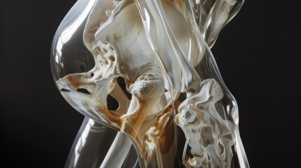 Human skeleton model on a black background. - obrazy, fototapety, plakaty