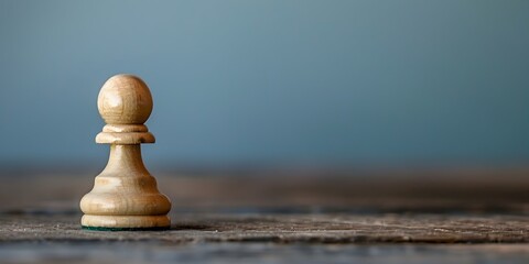 Wooden Chess Pawn Piece Strategizing and Contemplating Next Life Move on Minimalist Background - obrazy, fototapety, plakaty