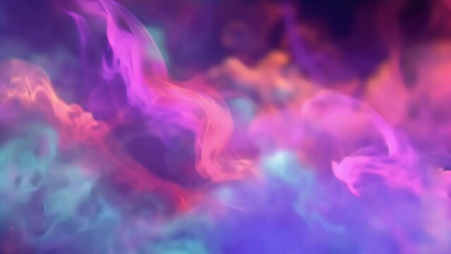 A playful dance of neon vapor waves and colorful smoke rings