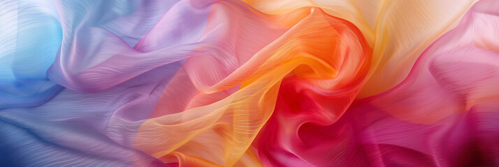 Elegant waves of silk in an array of pastel colors flow gracefully, creating a visual feast of soft...