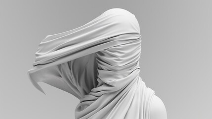 Woman covered with white cloth - obrazy, fototapety, plakaty