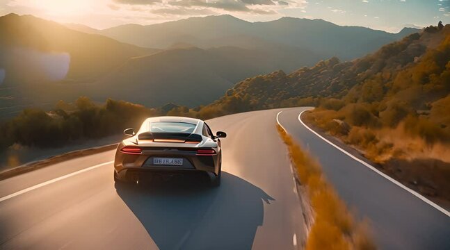 Sports car is moving along the road at speed	