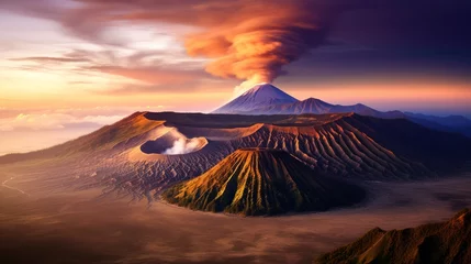 Deurstickers Mount Bromo, is an active volcano and part of the Tengger massif, AI-generated © SULAIMAN