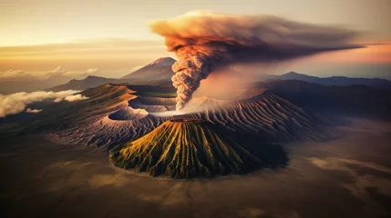 Deurstickers Mount Bromo, is an active volcano and part of the Tengger massif, AI-generated © SULAIMAN