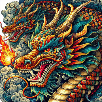 chinese dragon on the wall 