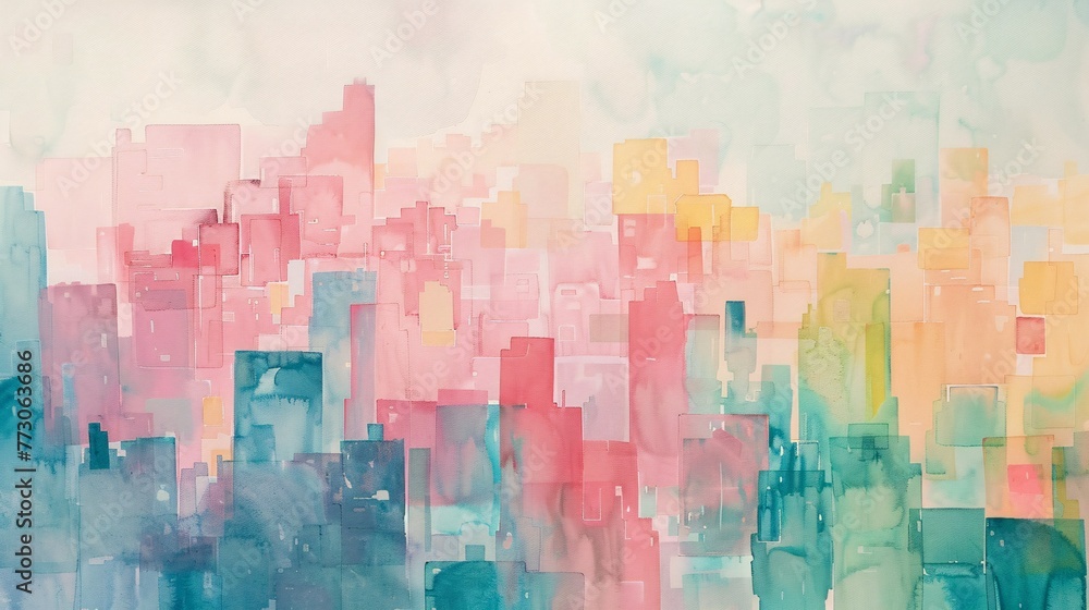Wall mural Pink and Purple Cityscape A Vibrant Blend of Art and Architecture Generative AI - Wall murals