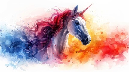  cute happy unicorn  watercolor