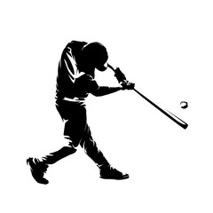 Baseball player, isolated vector silhouette. Baseball batter