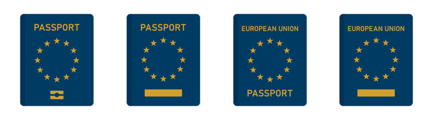 EU passport book icon, vector illustration - obrazy, fototapety, plakaty