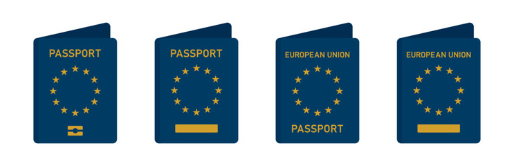 EU passport book icon, vector illustration