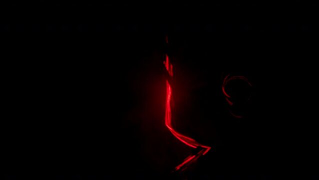 Laser projections on smoke.  Abstract video art, motion graphics. Cg animation.