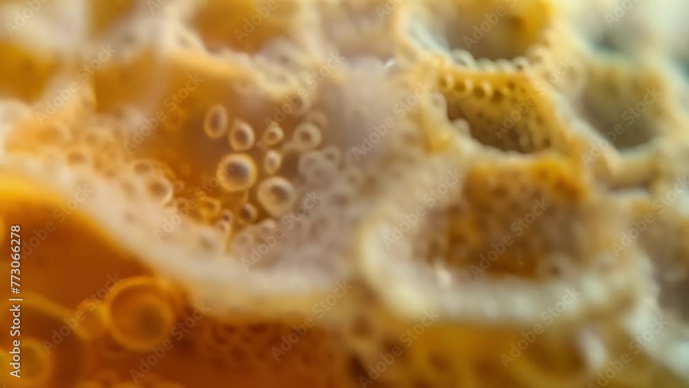 Poster a microscopic image of a fungal fruiting body its surface covered in tiny round sporebearing structu