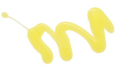 Dish washing yellow liquid, spot detergent isolated on a white background.