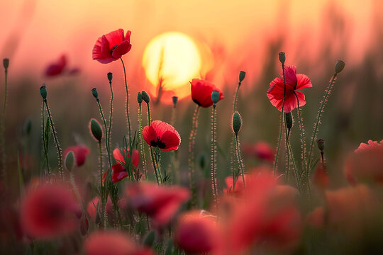 poppy flowers in a meadow
