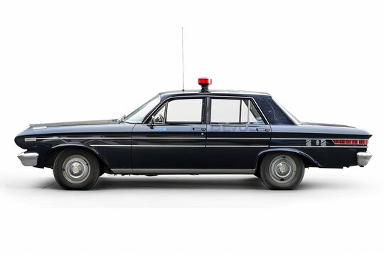 Police retro car illustration isolated.
