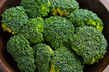 Organic raw broccoli. Green raw cruciferous vegetables.