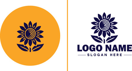 Fototapeta premium Sunflower logo icon vector for business brand app icon beautiful fashion sunflower logo template
