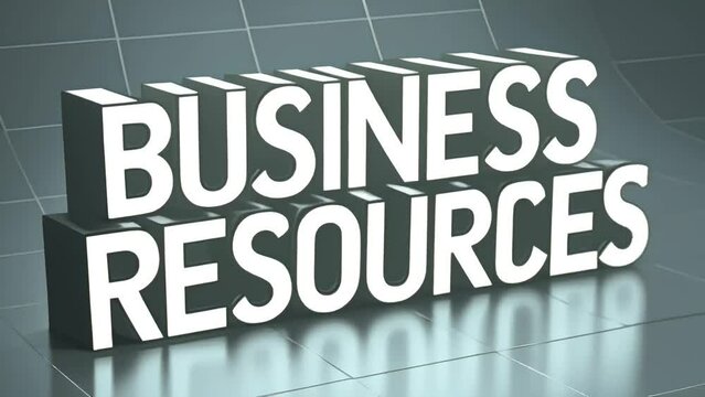 Business Resources 3D Typography, Grey and White Grid-Patterned Background
