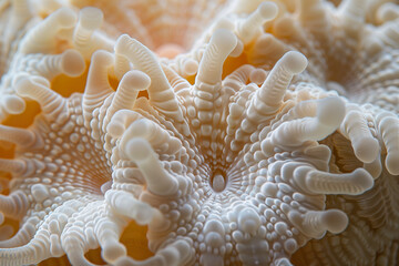 Detailed macro photography of white coral. 