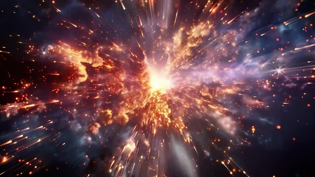 A burst of fiery sparks erupt in a brilliant array of colors dazzling the onlookers below.